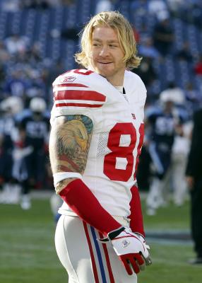 New York Giants tight end Jeremy Shockey looks frustrated on the