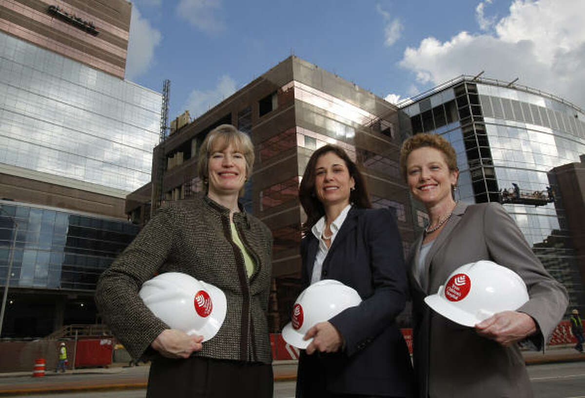 Diane Osan, from left, Cris Daskevich and Laura Bellows are the three women most involved with the design of the Texas Children's Hospital Pavilion for Women, which is under construction at the Texas Medical Center.