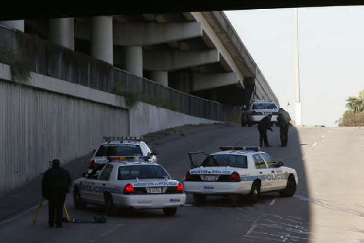 Police investigate an incident at I-45 and Griggs that shut down all inbound lanes of the Gulf Freeway.