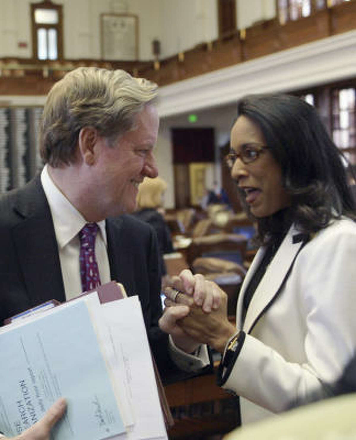 A Texas state representative has been indicted on multiple charges. A grand jury in Austin has indicted Rep. Dawnna Dukes (right) on multiple felony charges. Dukes denies the allegations. The charges come just a week after lawmakers reconvened at the state capitol. >>>Click through the gallery to see key lawmakers and issues to watch during the current legislative session.