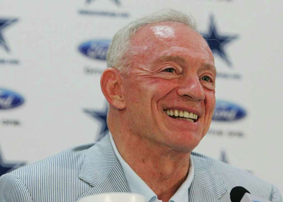 Dallas Cowboys' owner Jerry Jones discusses the team at a press confer...