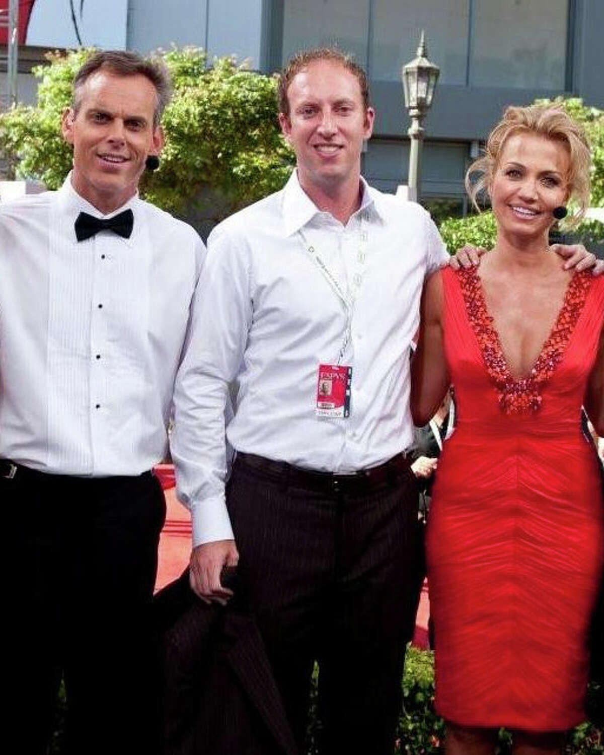 SportsNation hosts Colin Cowherd and Michelle Beadle sandwich the show's co-creator Jamie Horowitz during the 2010 ESPY Awards in Los Angeles.