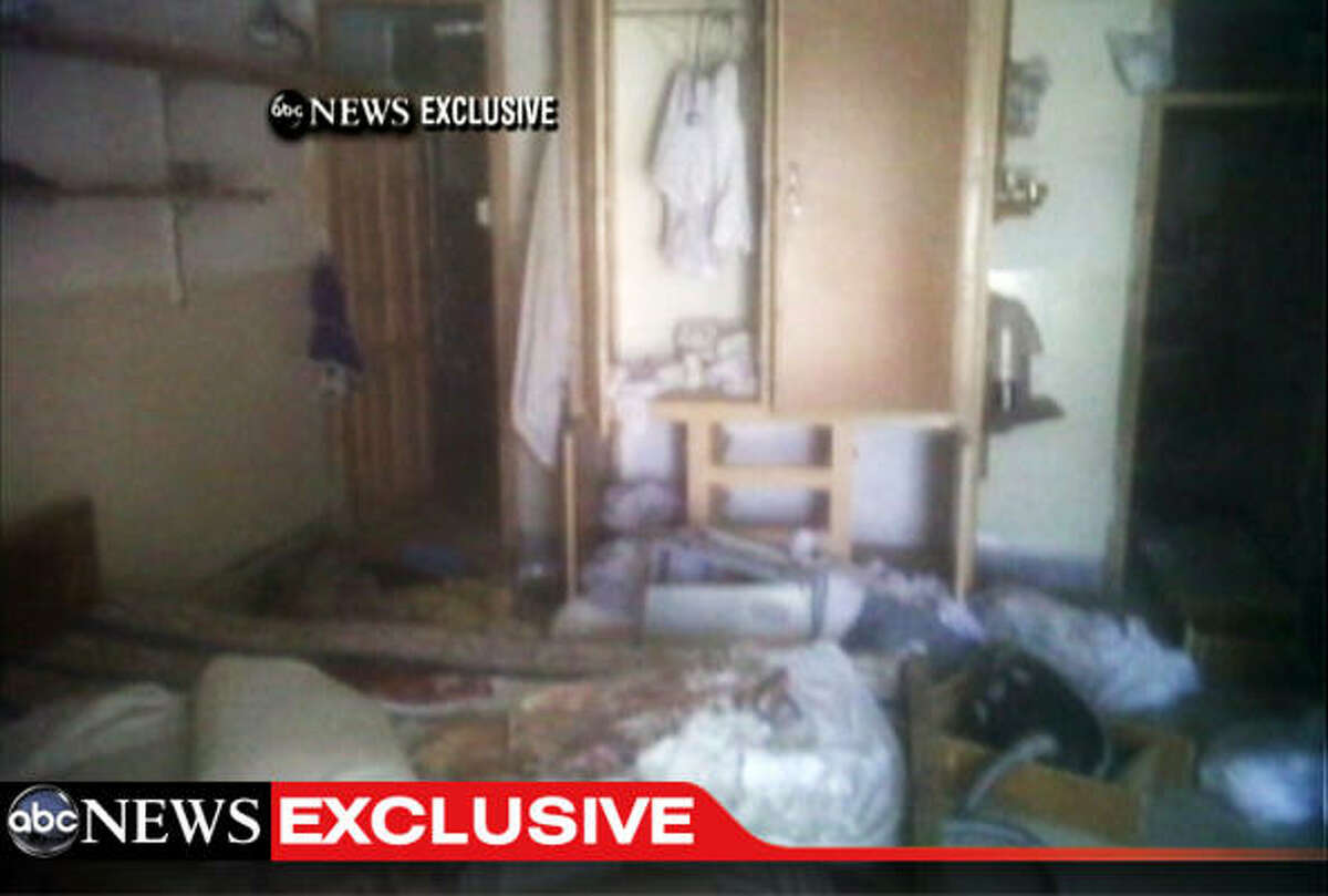 This frame grab from video obtained exclusively by ABC News shows a section of a room in the interior of the compound where it is believed al-Qaida leader Osama bin Laden lived in Abbottabad, Pakistan.