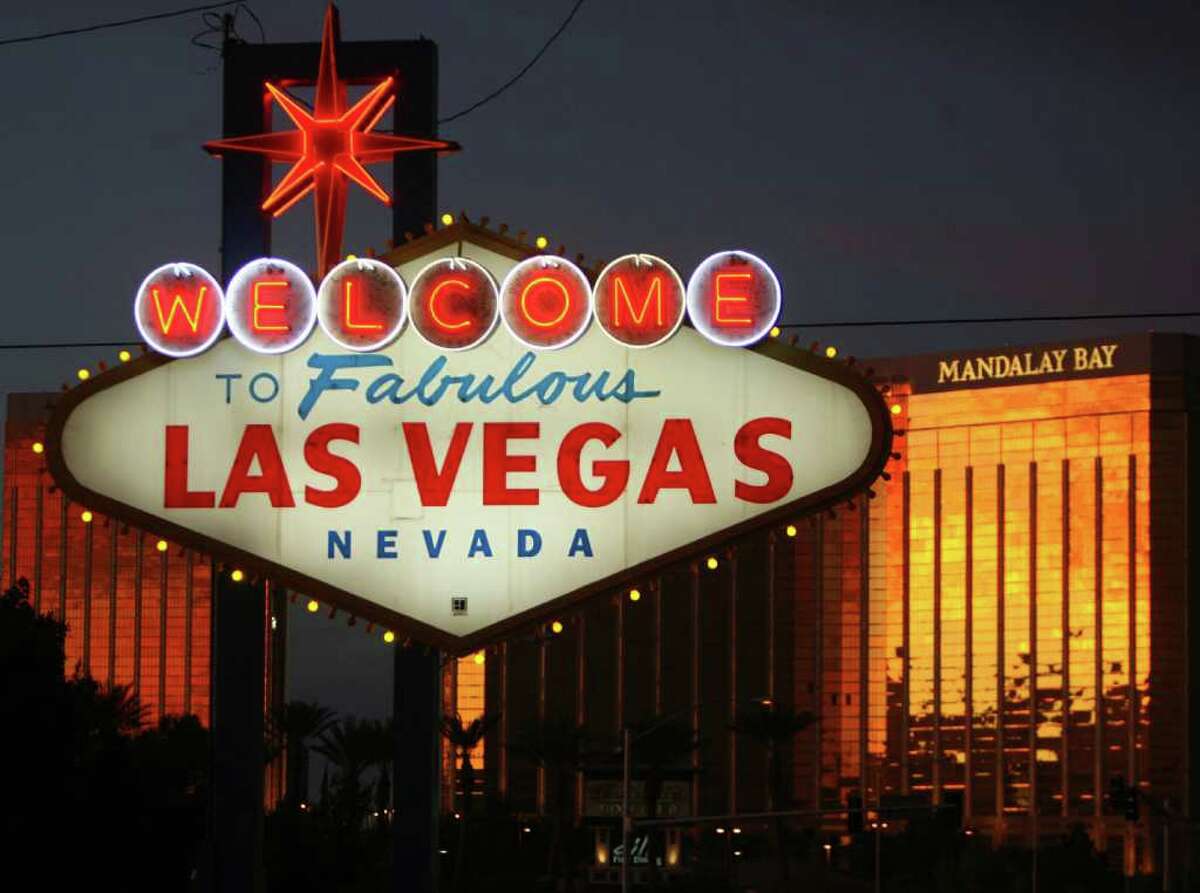 A view of the welcome sign on Las Vegas Boulevard, known as "The Strip" is seen in Las Vegas, Nevada, 12 November 2006. (GABRIEL BOUYS/AFP/Getty Images)