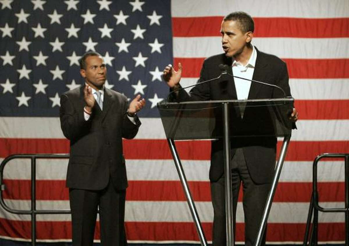 Illinois Sen. Barack Obama, right, campaigned for Deval Patrick in his successful Massachusetts gubernatorial run in 2006.