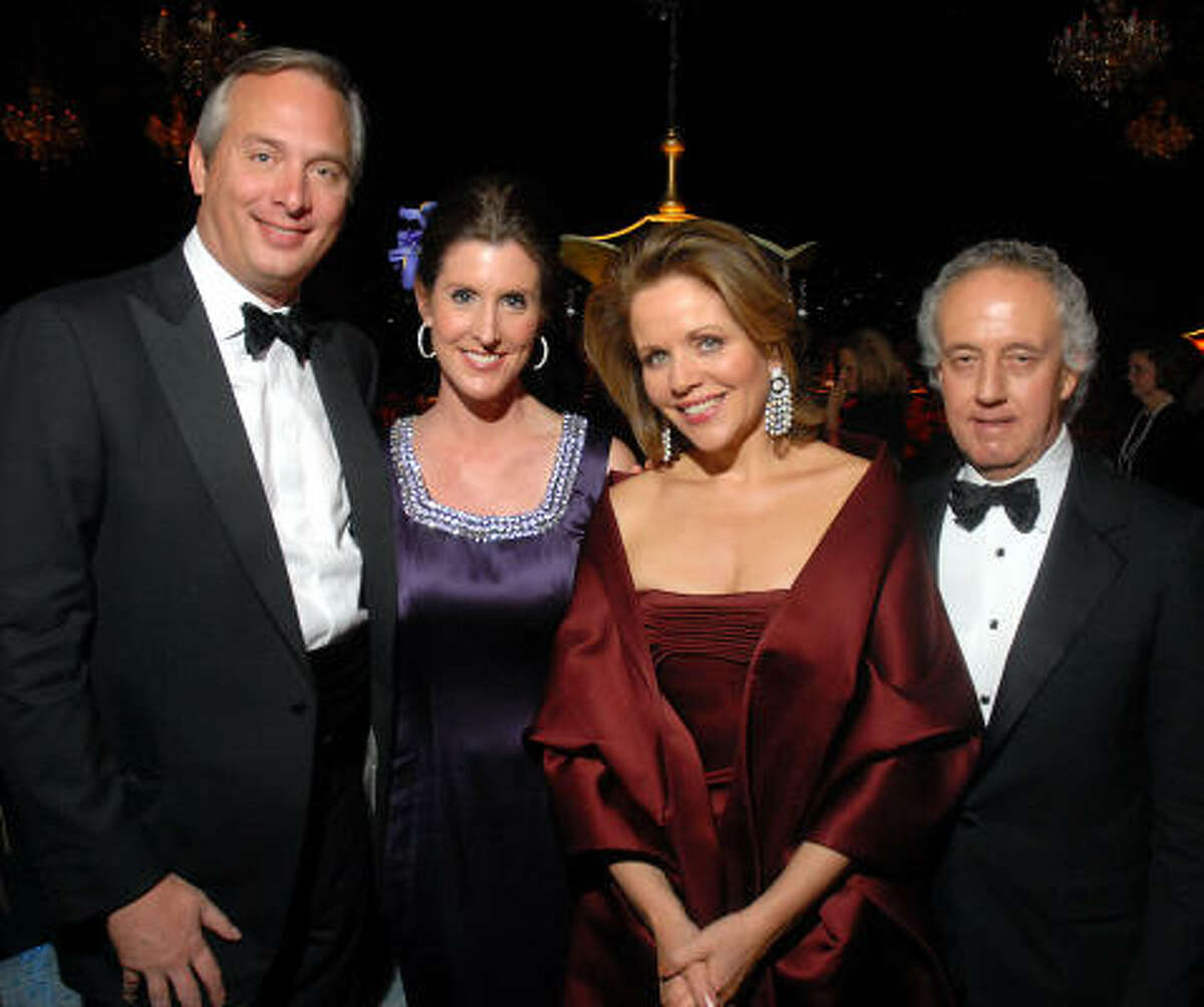 Shepherd School Opera Gala chairs Bobby and Phoebe Tudor, from left, shared the spotilght at the Rice University soirée with opera star Renée Fleming and Shepherd School dean Robert Yekovich.