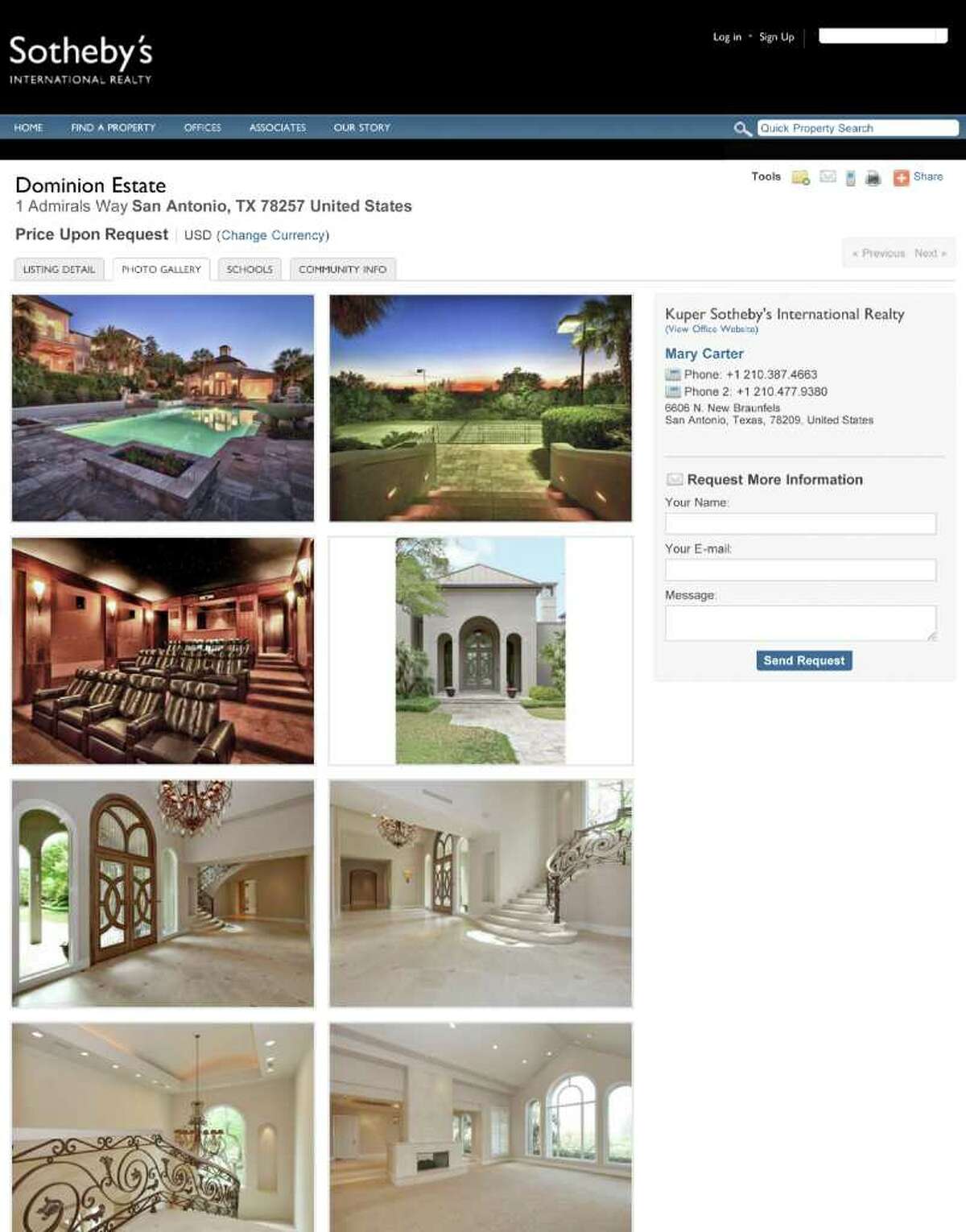 The Sotheby's International listing for David Robinson's 1 Admiral's Way home in The Dominion is seen in a Thursday July 28, 2011 screen capture.