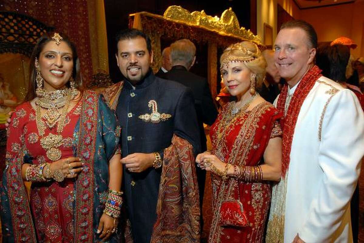 UNICEF Mystique of India gala chairs Nidhika and Pershant Mehta, from left, and Carolyn Farb held the spotlight in magnificent outfits, a fashion statement embraced by many including Farb's date, Sam Banks.