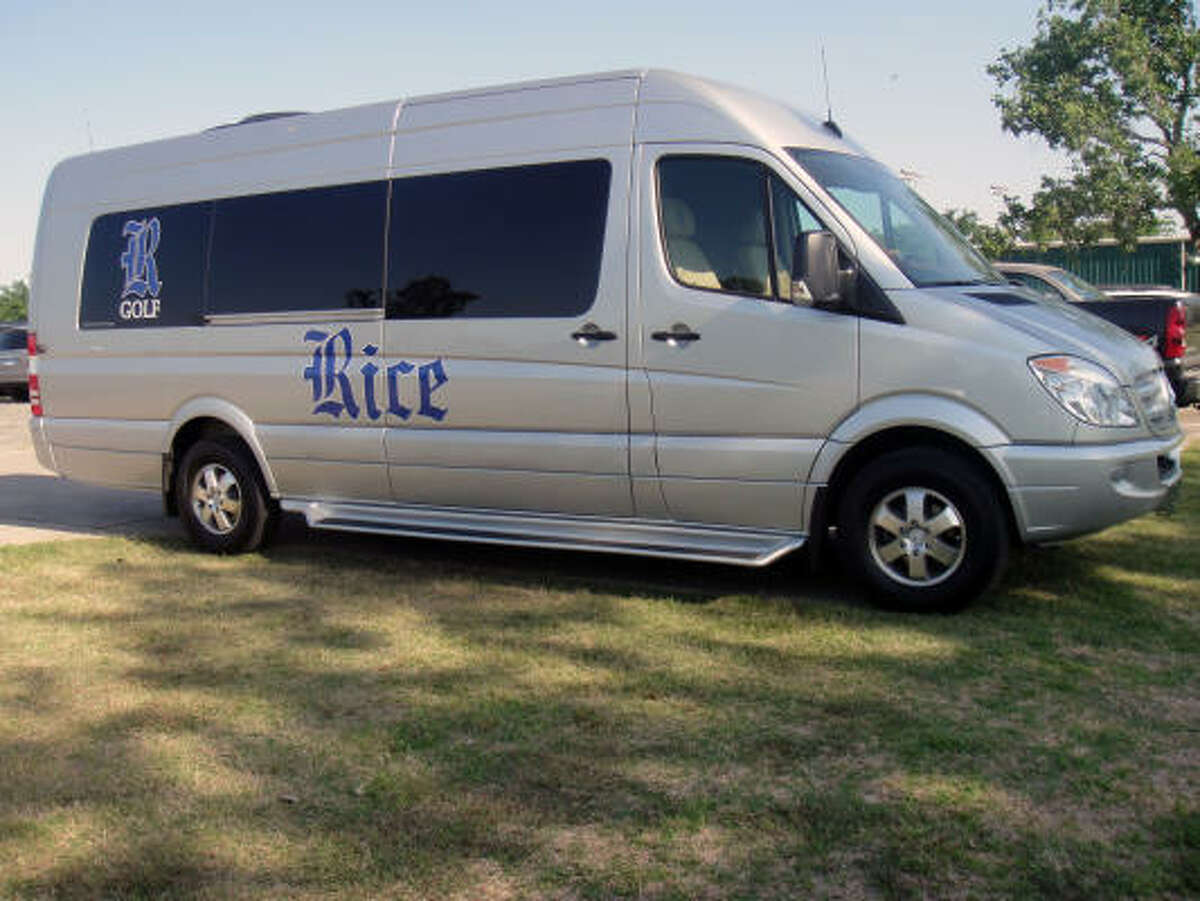 After a 16-month fundraising effort, the Rice golf team purchased a customized Mercedes-Benz cruiser to travel to tournaments.