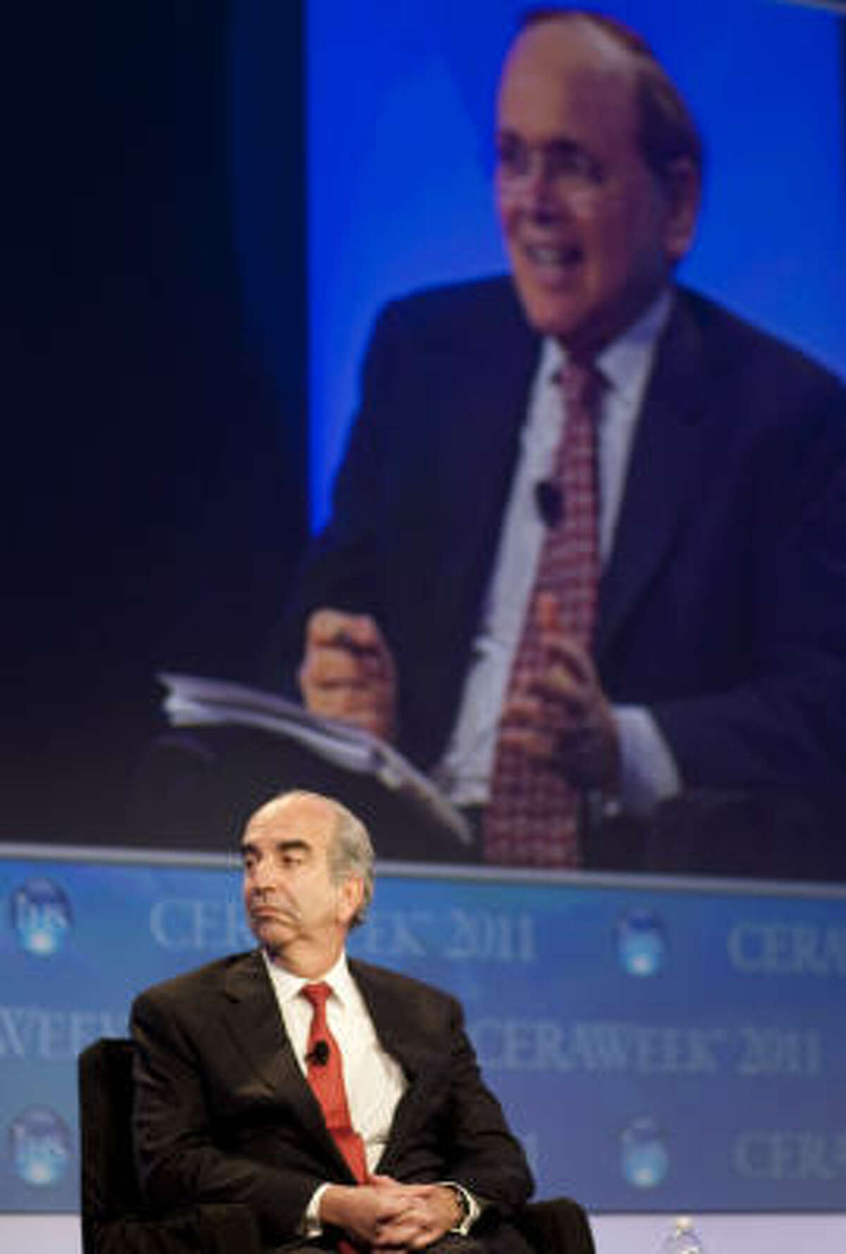 John Hess, chairman and CEO of Hess Corp., was among a group of speakers taking part in a discussion Tuesday at the opening of CERAWeek 2011.