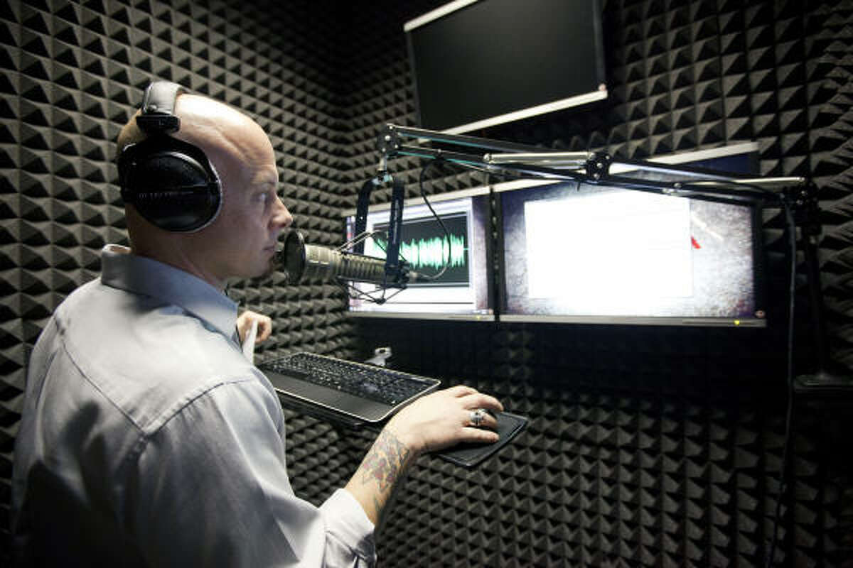 NewsFix narrator Greg Onofrio prepares news items at Channel 39 studios.