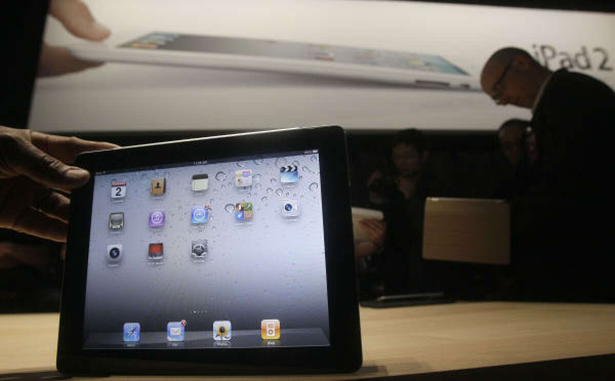 The iPad 2 is shown at an Apple event in San Francisco.