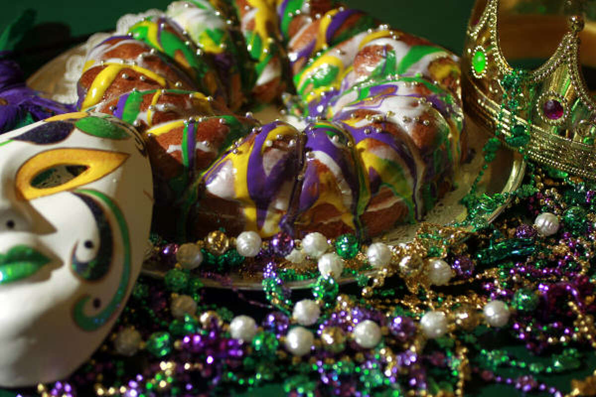 Sandi Bubbert's colorful king cake weighs about 3 pounds and is formed by hand. "If you really want one that tastes like a Louisiana one, that's mine," she says.