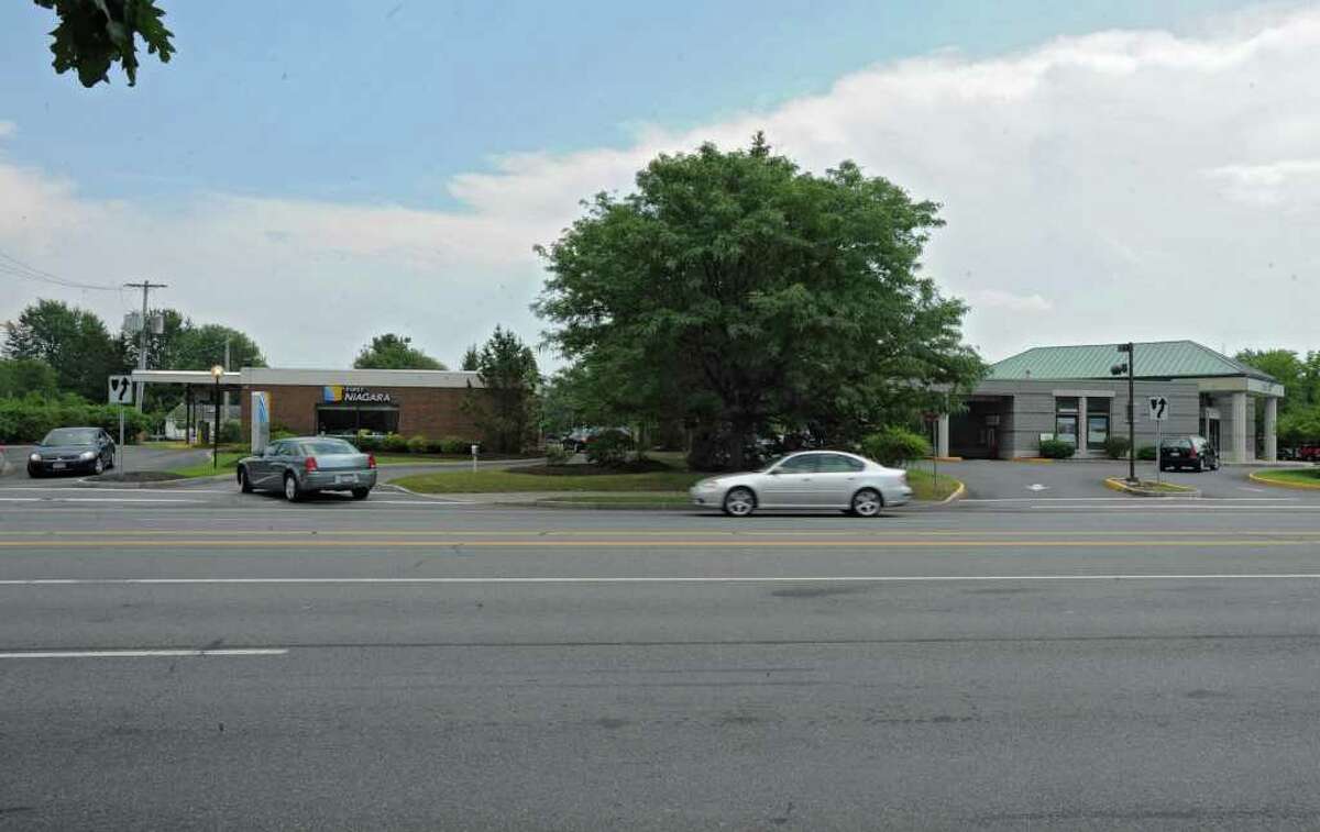 First Niagara bank and HSBC bank on Wolf Rd in Colonie, N.Y. on Monday, August 1, 2011. (Lori Van Buren / Times Union)