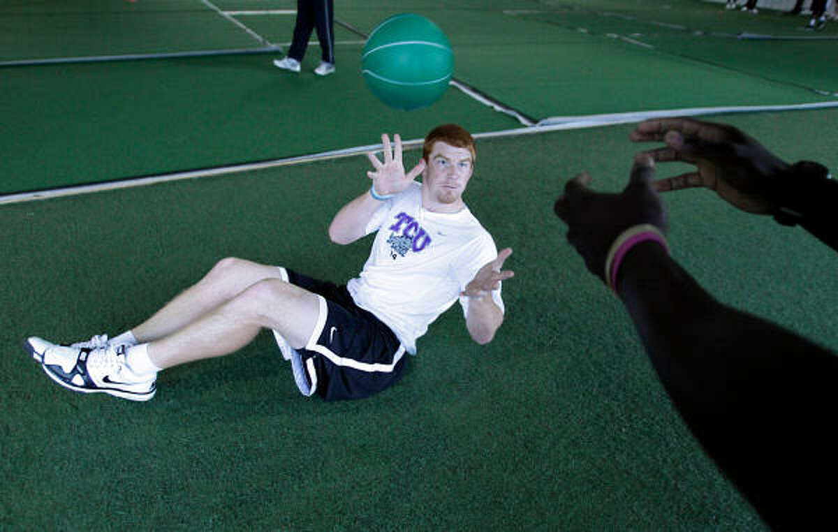 TCU alum Andy Dalton trains twice a day, doing drills to improve things such as flexibility, agility, strength and speed.