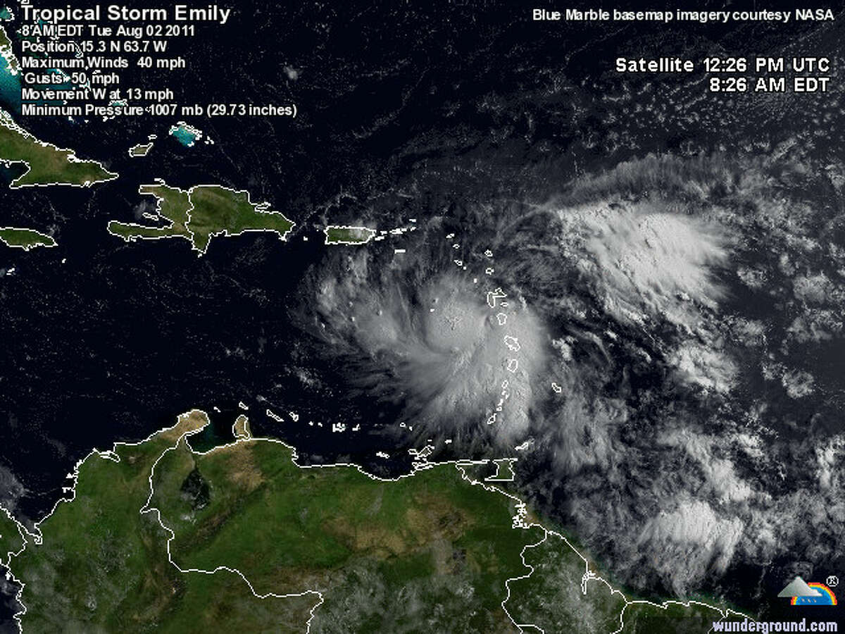 Tropical Storm Emily strengthens in the Atlantic