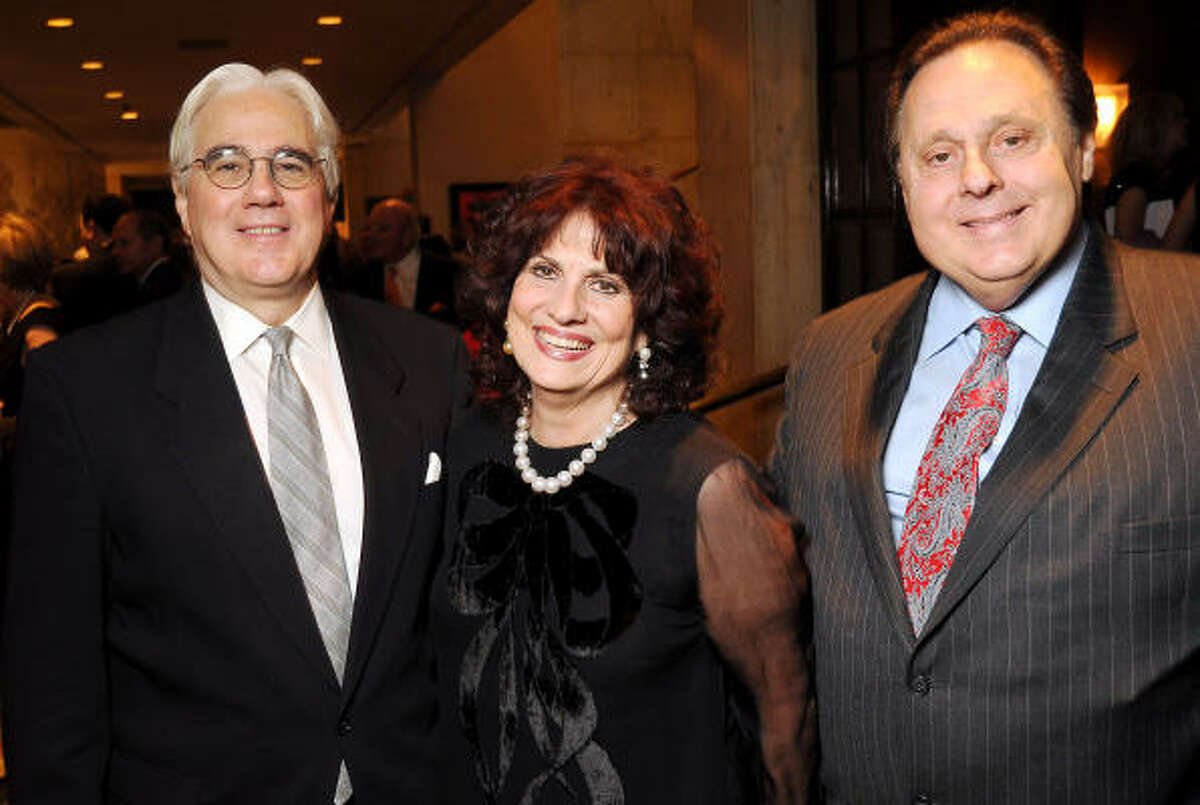 From left: Keynote speaker John Mariani with honorees Donna and Tony Vallone at the Texas Legends Gala