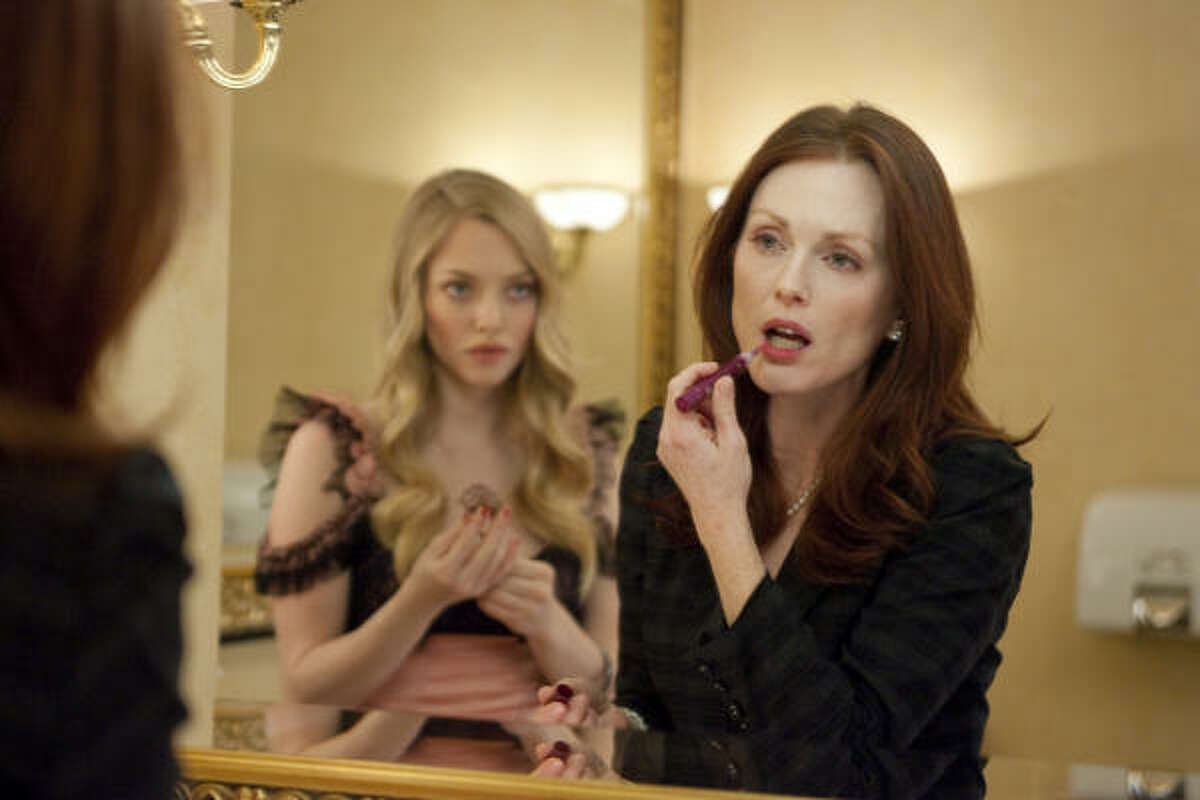 Amanda Seyfried, left, plays Chloe, an escort hired by Julianne Moore's character, Catherine, to test her husband's fidelity.
