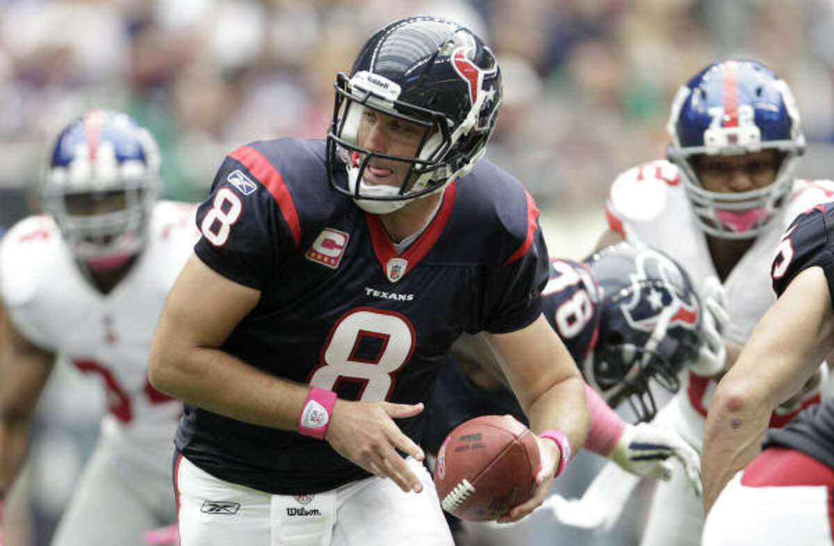 Texans quarterback Matt Schaub has had an uneven start to the season, throwing for just seven touchdowns in five games.