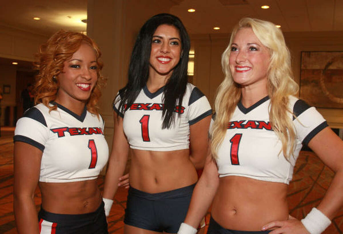 Houston Texans cheerleaders Jermani, from left, Ariana and Alisha at the 2010 Season Kickoff Luncheon benefiting the Houston Texans Foundation.