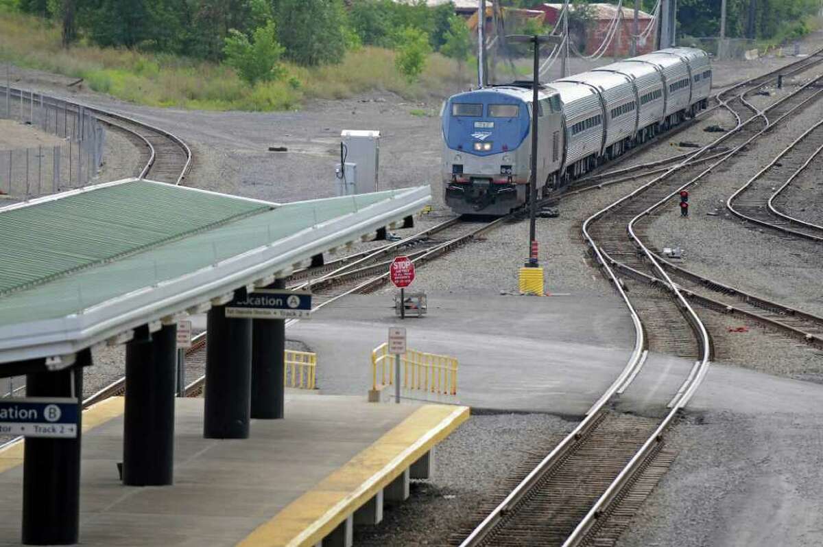 An Amtrak train from New York City arrives at the Rensselaer Rail Station on Tuesday Aug. 2, 2011 in Rensselaer, NY. (Philip Kamrass / Times Union)