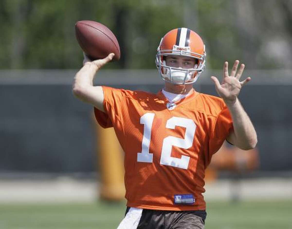 Former Texas quarterback Colt McCoy showcased his arm during the Cleveland Browns' rookie minicamp Friday at the team's training facility in Berea, Ohio. McCoy was a third-round pick in last week's NFL draft.