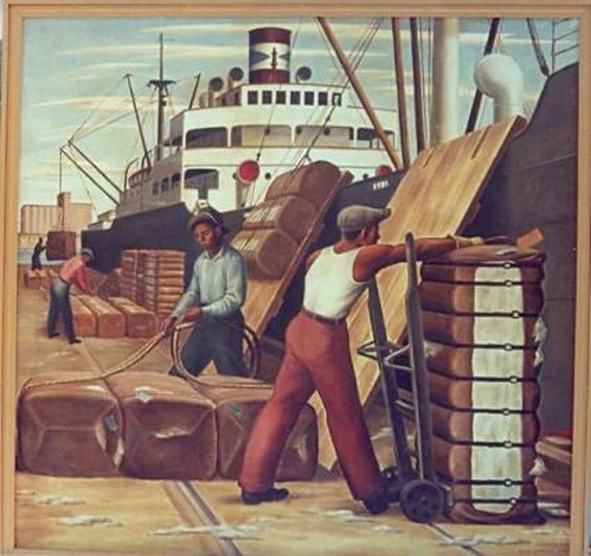 Painter Jerry Bywaters' 1941 piece, “Loading Cotton,” is among the New Deal-era works that will be displayed in the federal courthouse.