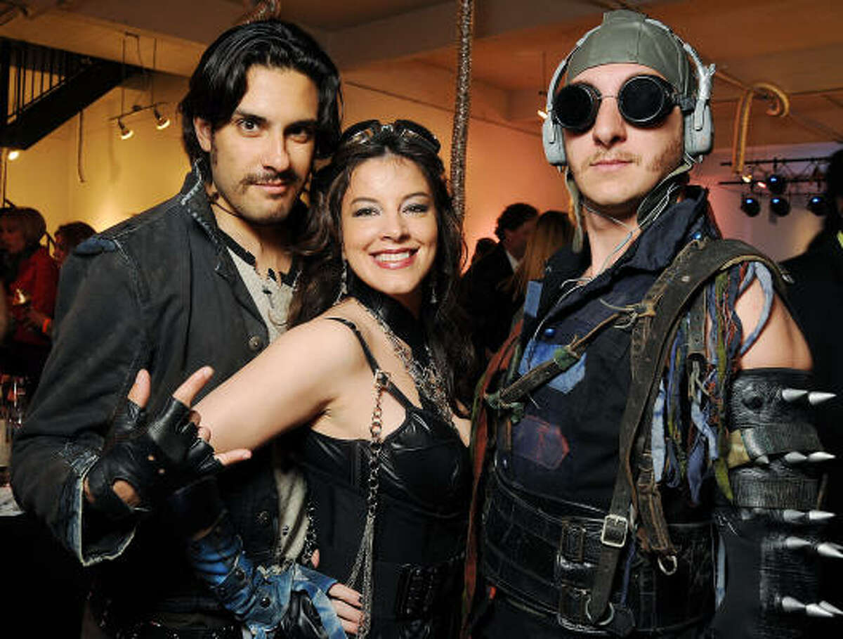 From left: Alex Rosa, Vika Filippov and Sam Cole at Apocalypto, Spacetaker's sixth annual gala at Winter Street Studios.