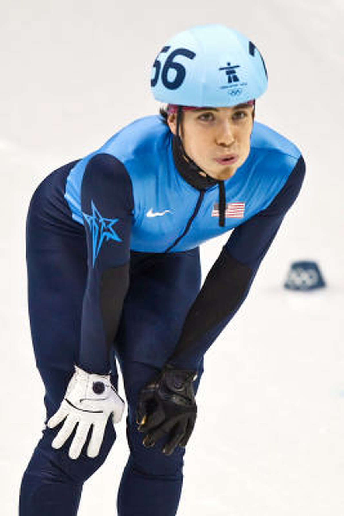 Apolo Anton Ohno was somewhat downcast after being disqualified in the men's 500-meter finals.