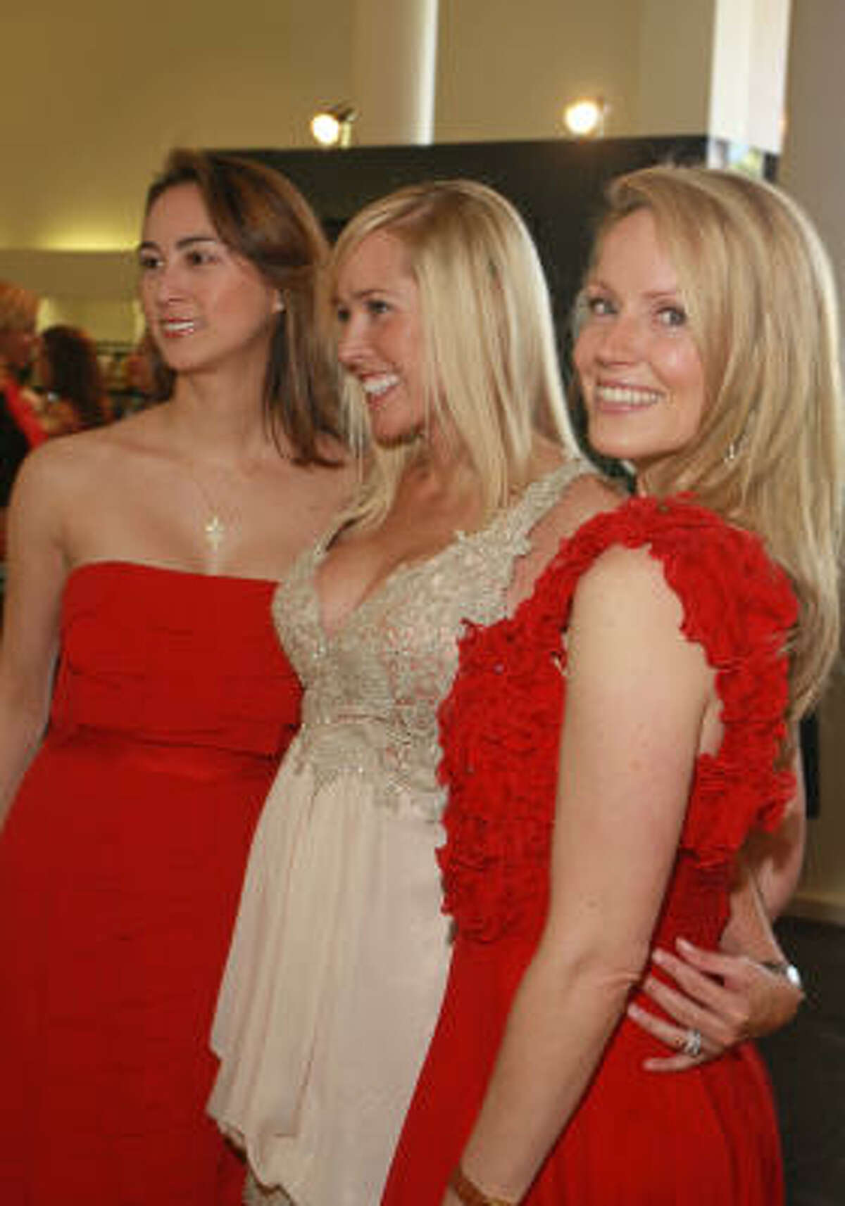Models Shelley Smith, from left, Nancy Mathe' and Melissa King