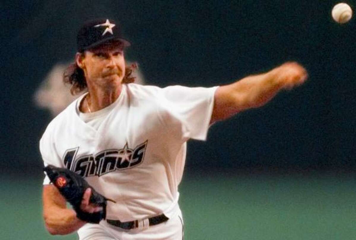 Astros lefthander Randy Johnson allowed only two runs and struck out nine over eight innings but got no run support in Game 1. Johnson went 10-1 with a 1.28 ERA in 11 regular-season starts after being acquired at the trade deadline.