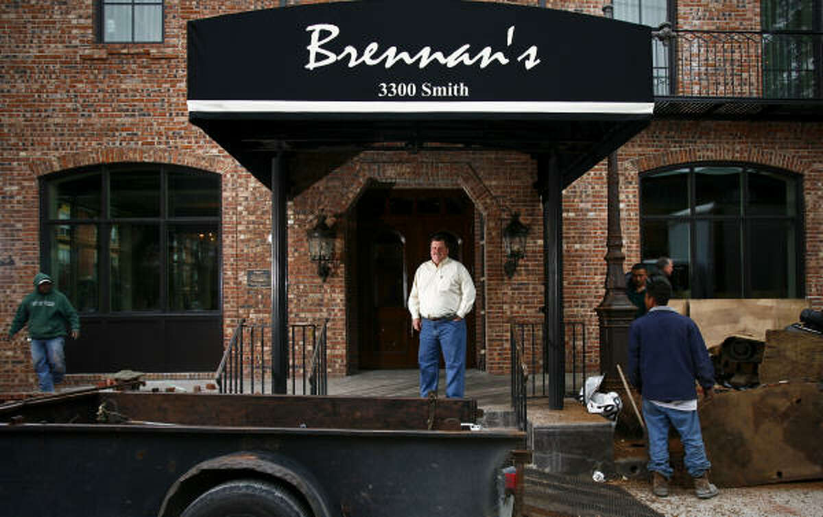 Alex Brennan-Martin, President of Brennan's of Houston, stands outside the Brennan's restaurant which was nearly destroyed in September 2009 when a transformer fire caused by the whipping winds of Hurricane Ike engulfed the historic building in flames. The restaurant is slated to reopen this coming Tuesday.