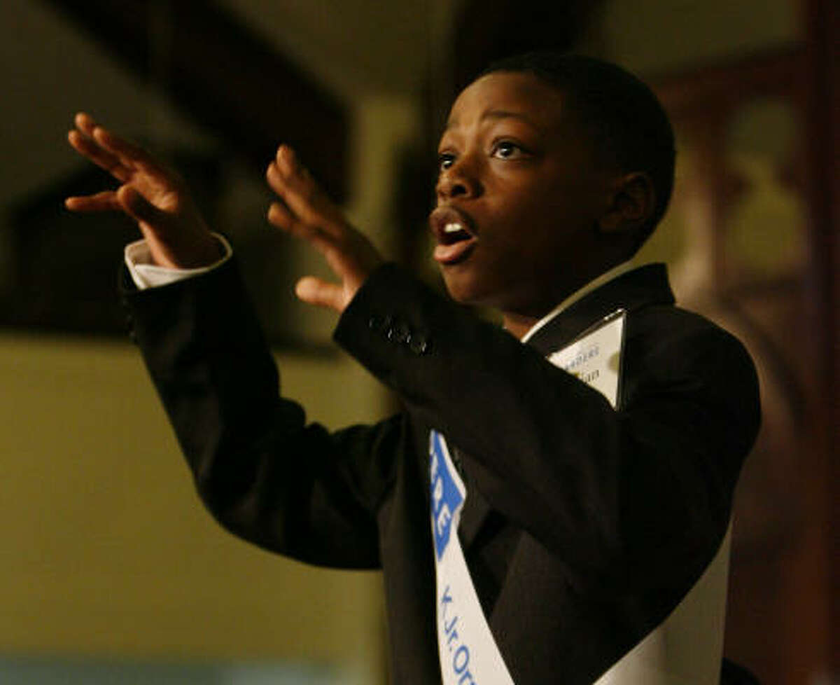 Christian Burgs, a fifth-grader at Garden Villas Elementary, captivates the audience with a lesson in how King inspired him to reach new heights. Watch Christian's and his competitors' speeches here.