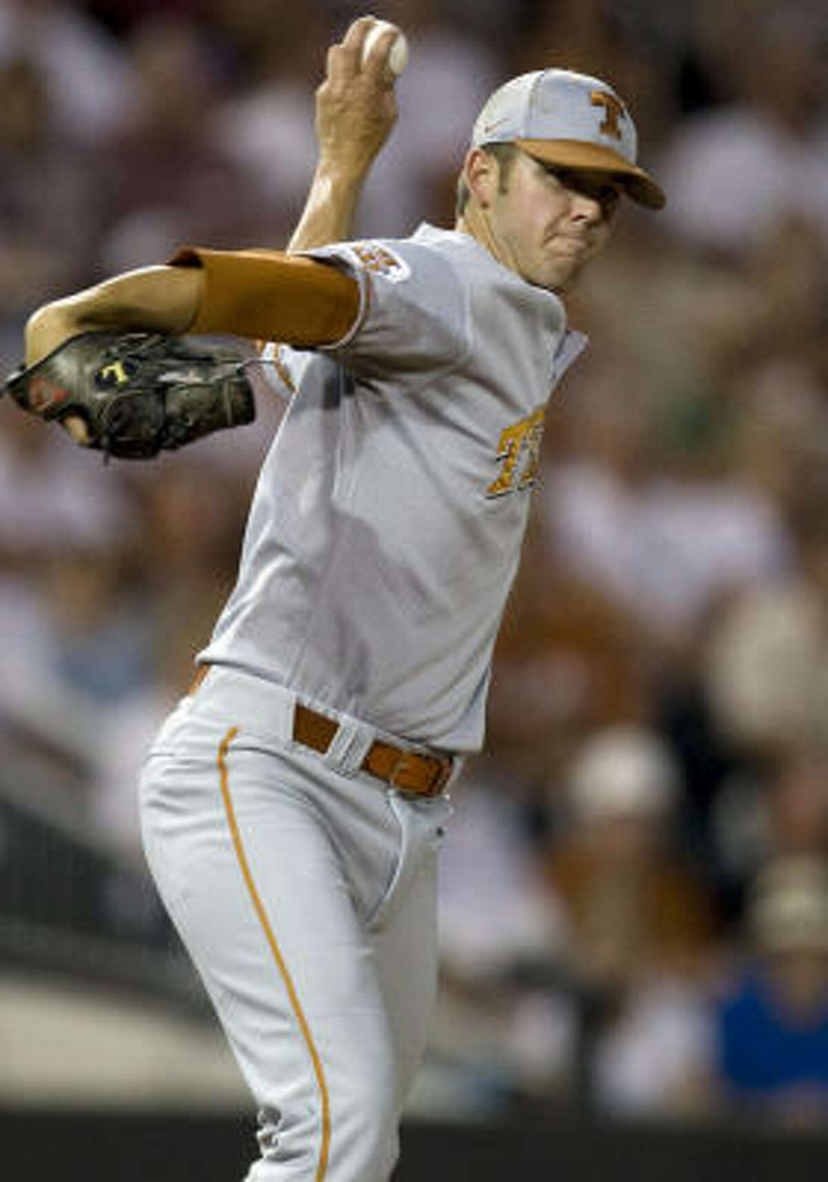 Texas pitcher Austin Wood threw 169 pitches and struck out 14 in 13 relief innings against Boston College.