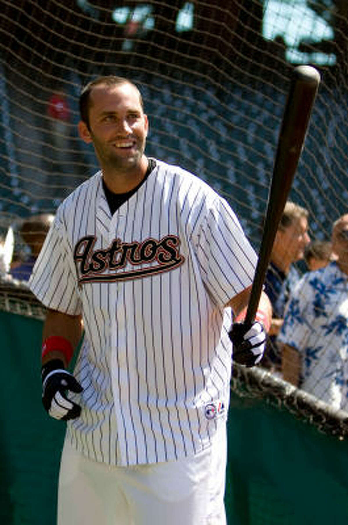Houston Texans quarterback Matt Schaub takes a swing during the fourth annual Reliant Energy Home Run Derby on May 20 at Minute Maid Park.