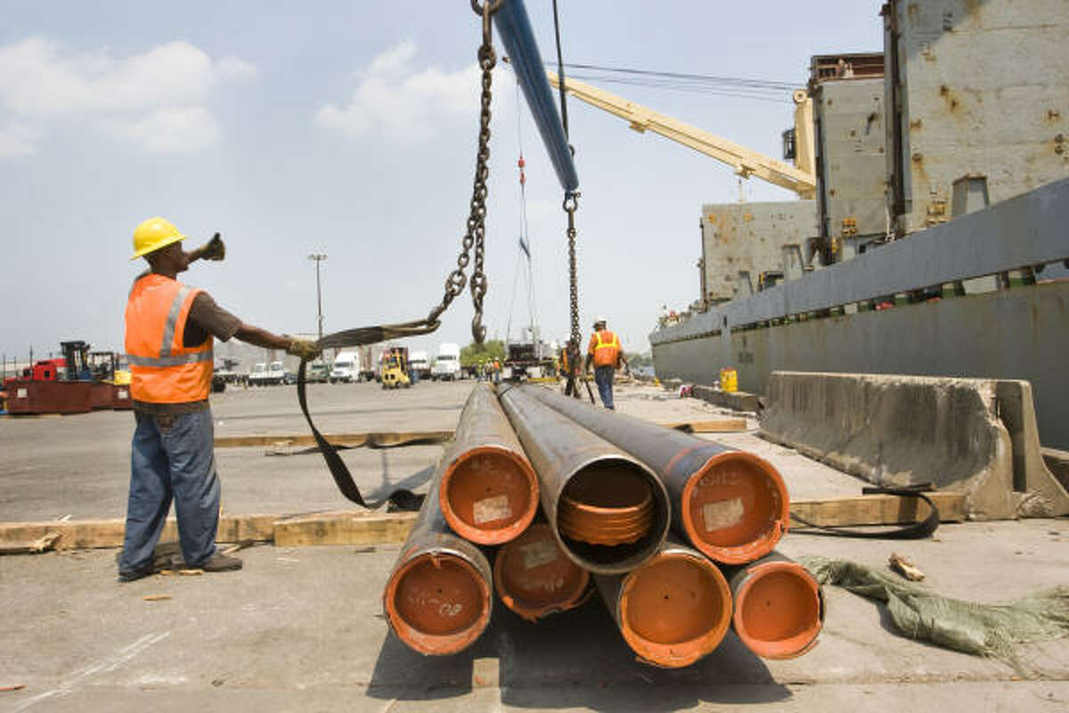 The volume of steel being unloaded at the Port of Houston this year is down substantially from last year's level.