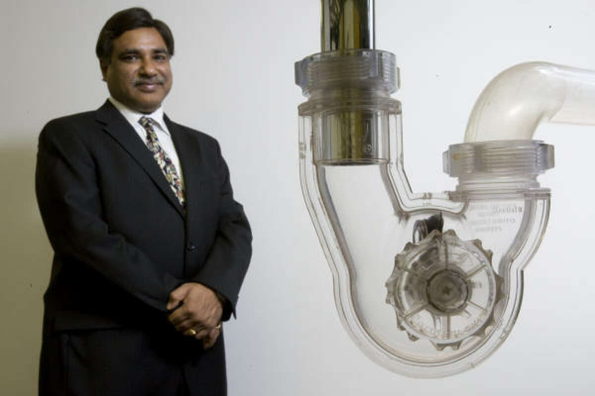 Sanjay Ahuja, vice president of PF WaterWorks, says his company aims to eliminate the need for harsh chemical drain cleaners and to reduce gray water pollution