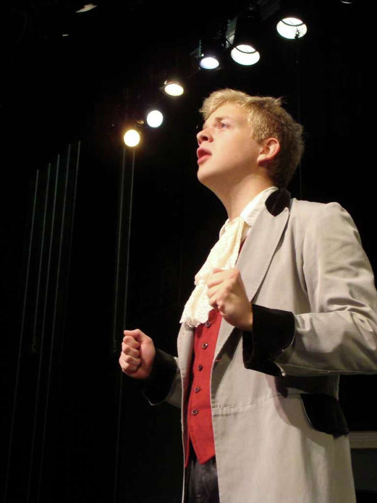 Sam Jones, 18, of Fairfield, portrays Javert in the Fairfield Teen Theatre's production of "Les Miserables" this weekend and next at Fairfield Warde High School.