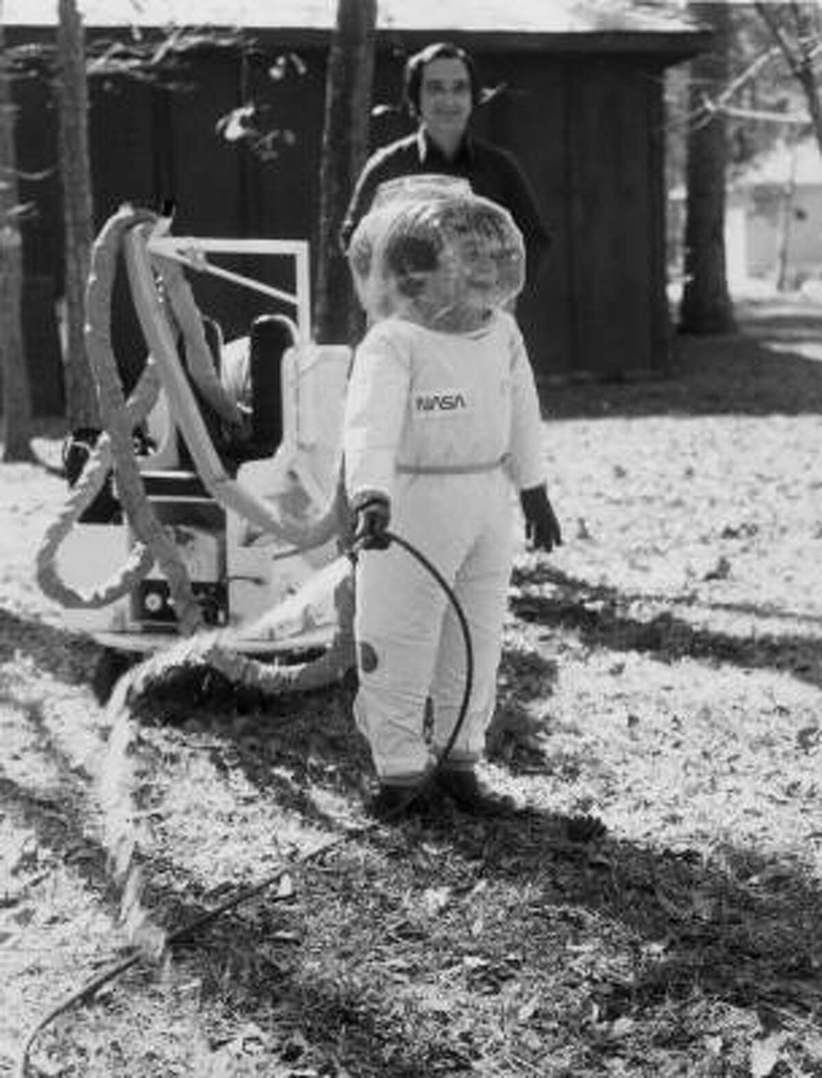 David Vetter took his first walk outside in 1977, wearing a spacesuit designed by engineers at the Johnson Space Center.
