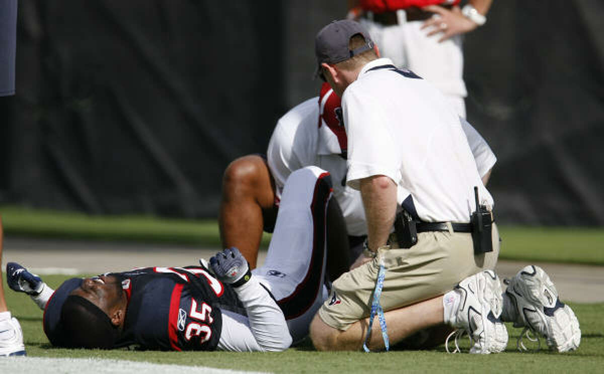Texans cornerback Jacques Reeves suffered a broken leg Aug. 4 during training camp, and now may be further hampered by a hand injury.