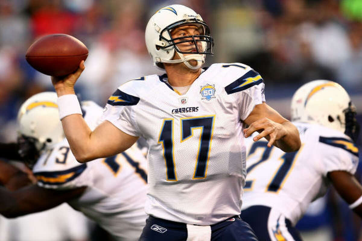 Nov. 8: Chargers 20, Giants 20 Chargers quarterback Philip Rivers threw for 209 yards and three touchdowns to help San Diego rally from a fourth-quarter deficit.