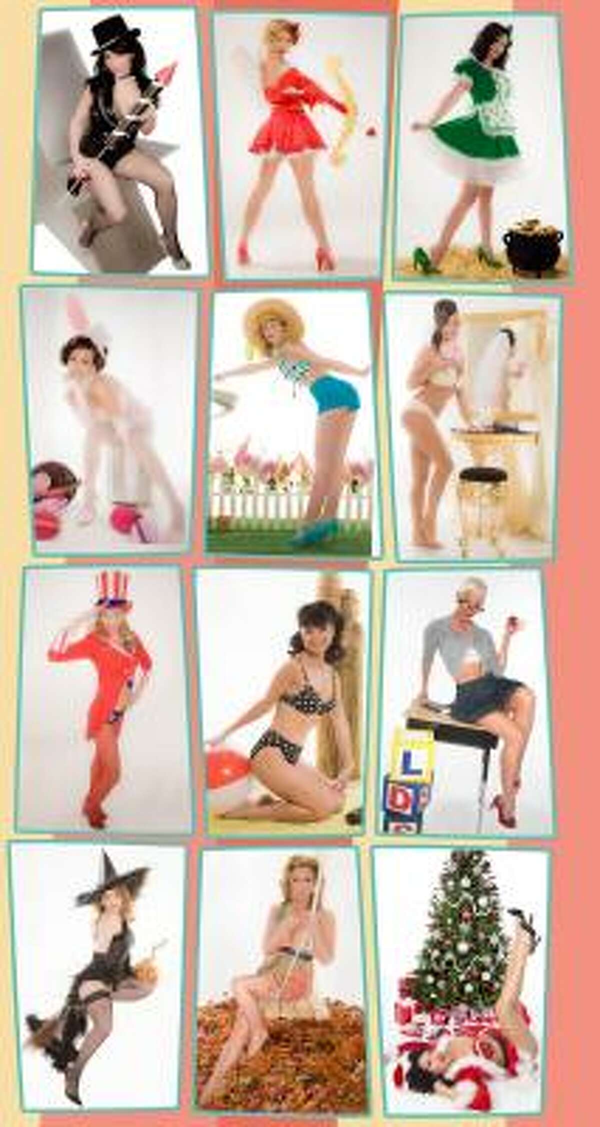 This photo released by CMH Entertainment shows part of the back cover of the 2010 "Hot Mormon Muffins: A Taste of Motherhood" calendar which features 12 mothers who claim membership in The Church of Jesus Christ of Latter-day Saints in vintage pinup picture poses. Each month also has a muffin recipe. The latest installment of the calendar series that pokes fun at Mormon stereotypes is putting a twist on motherhood.