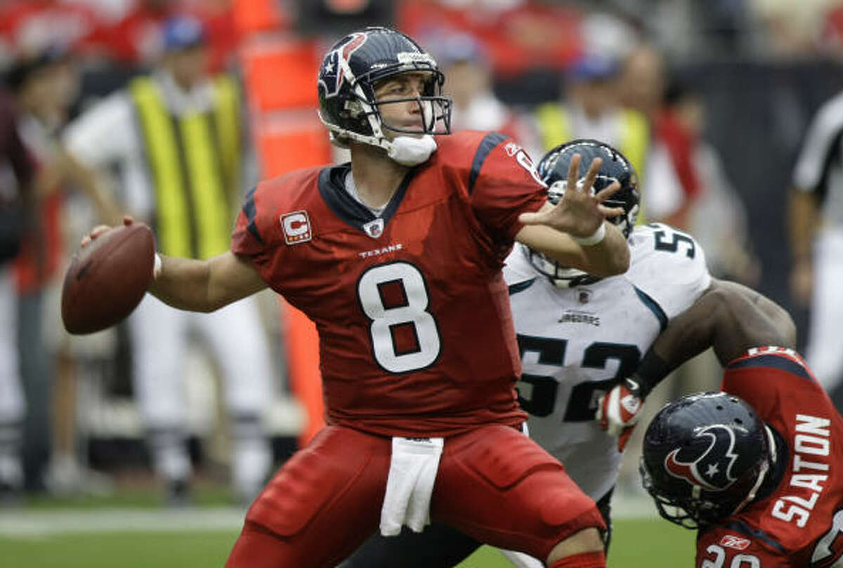 If Matt Schaub stays healthy and continues on his current pace, he will finish the season with 4,832 yards, 37 touchdowns and 13 interceptions.