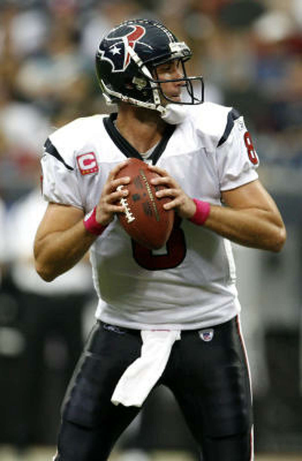 Quarterback Matt Schaub (pictured) was 11-of-22. He threw his second red-zone interception in two weeks. He was sacked four times, two that were his fault. C-