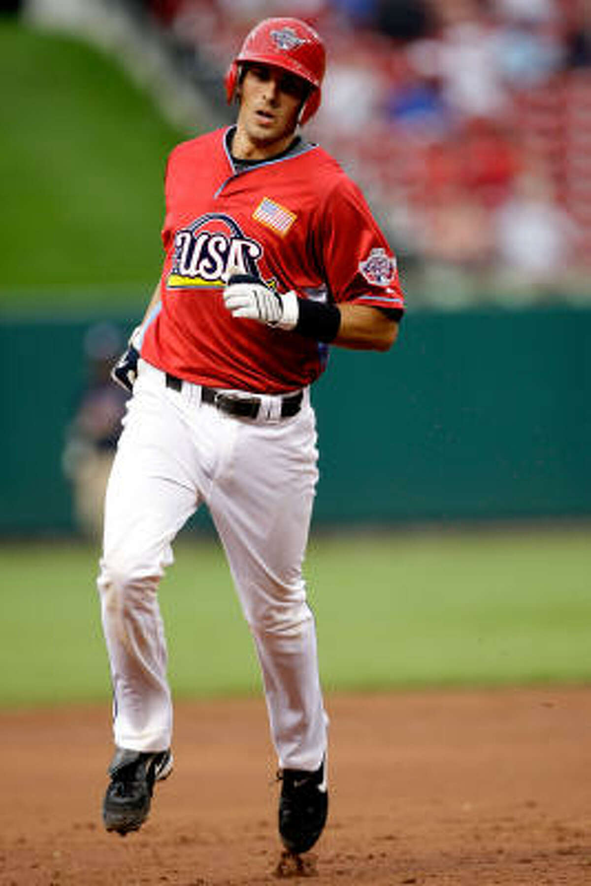 U.S. Futures All-Star Jason Castro of the Houston Astros rounds the bases after his home run.