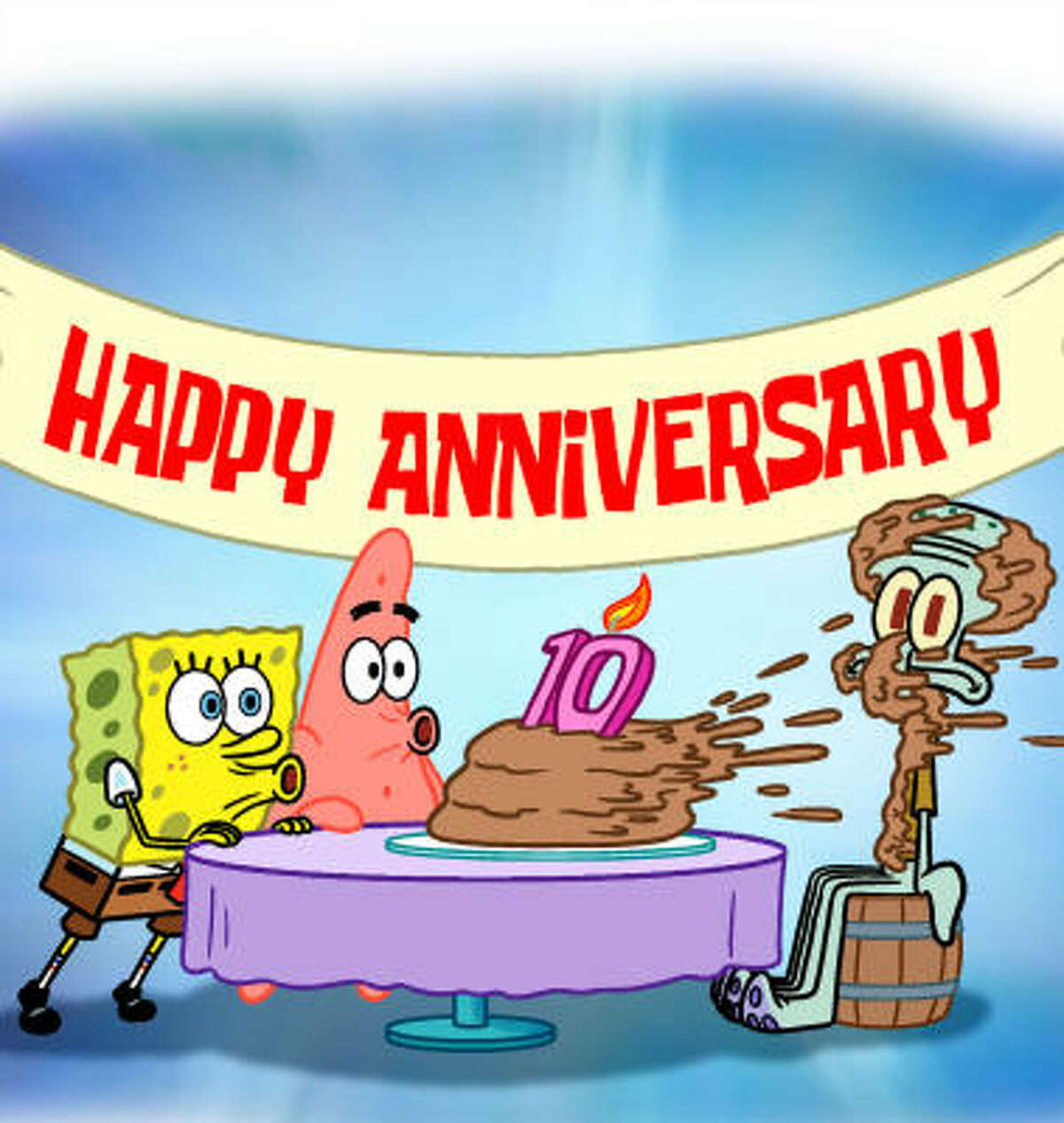 Nickelodeon celebrates 10 years of SpongeBob SquarePants with a 50-hour marathon of classic and new episodes running Friday night through Sunday.