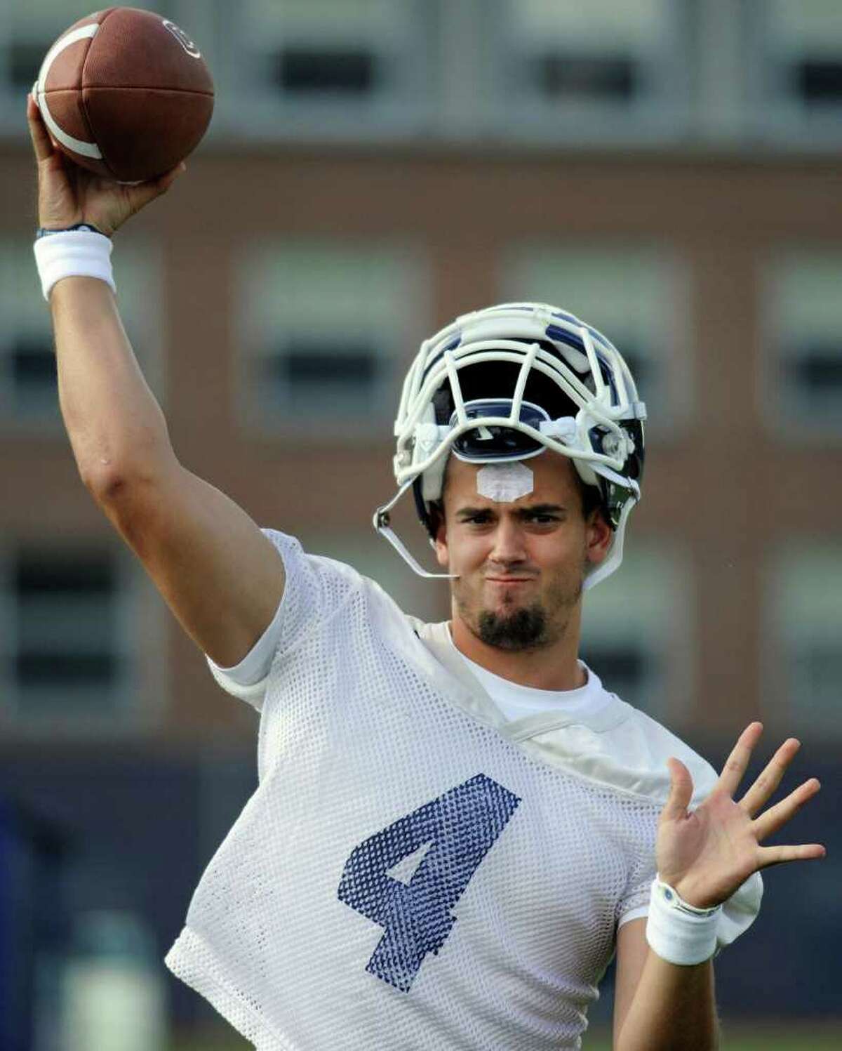 Michael Box is among four contenders for the starting quarterback job at UConn and is the only one with game experience.