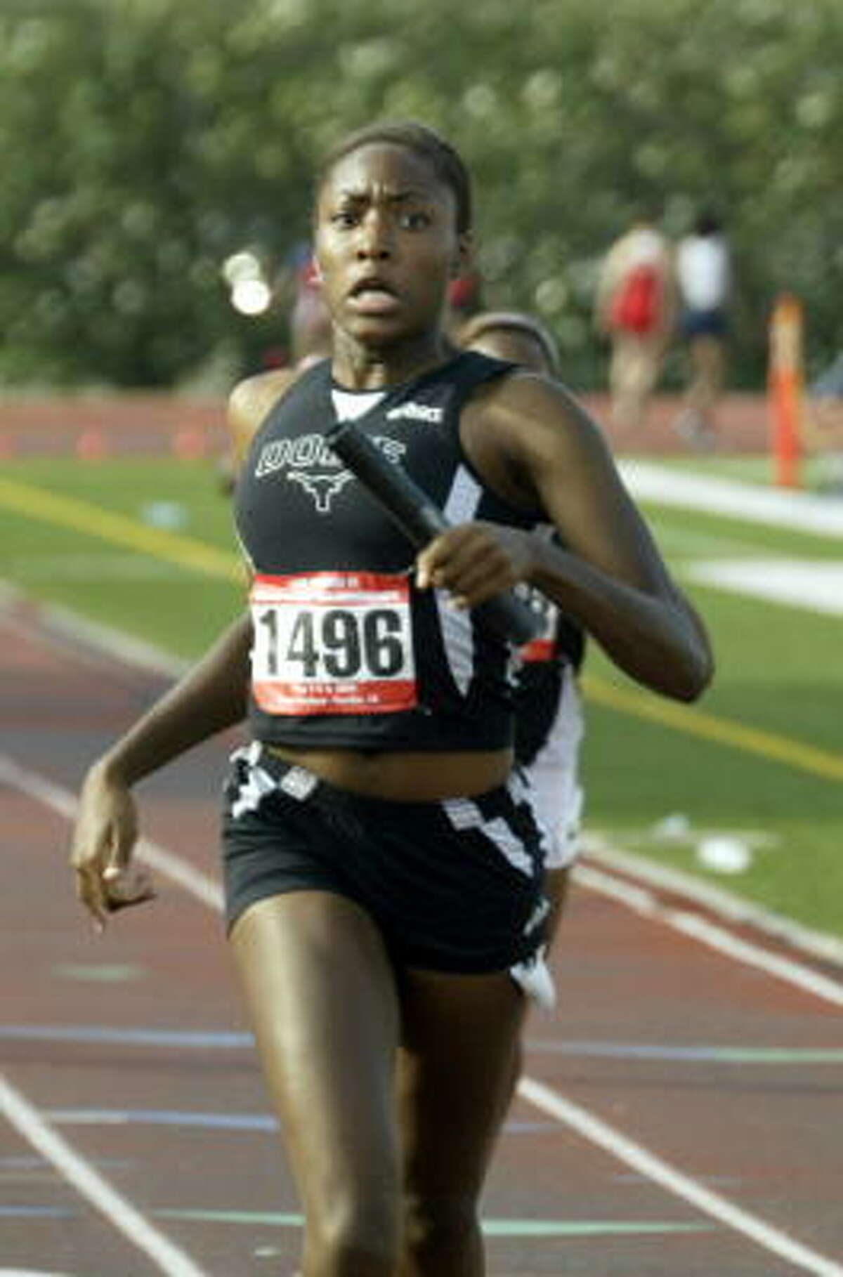 Dobie's Kiara Harris shows off her speed in the 400-meter relay.