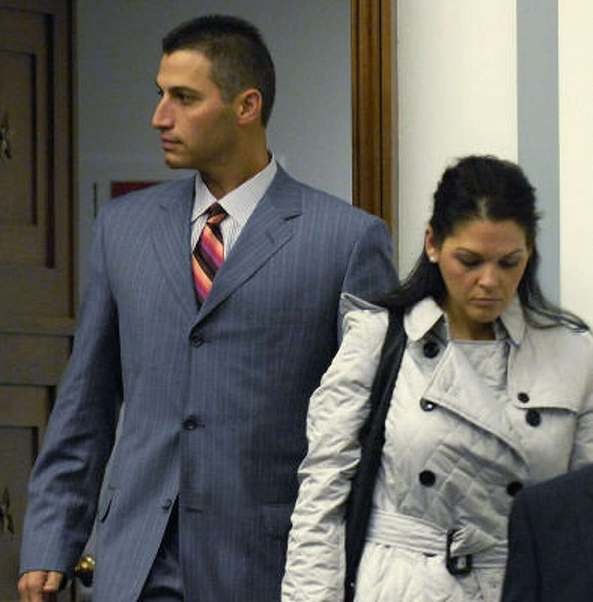 Andy and Laura Pettitte went to Washington for his deposition, but he did not have to testify in the House.