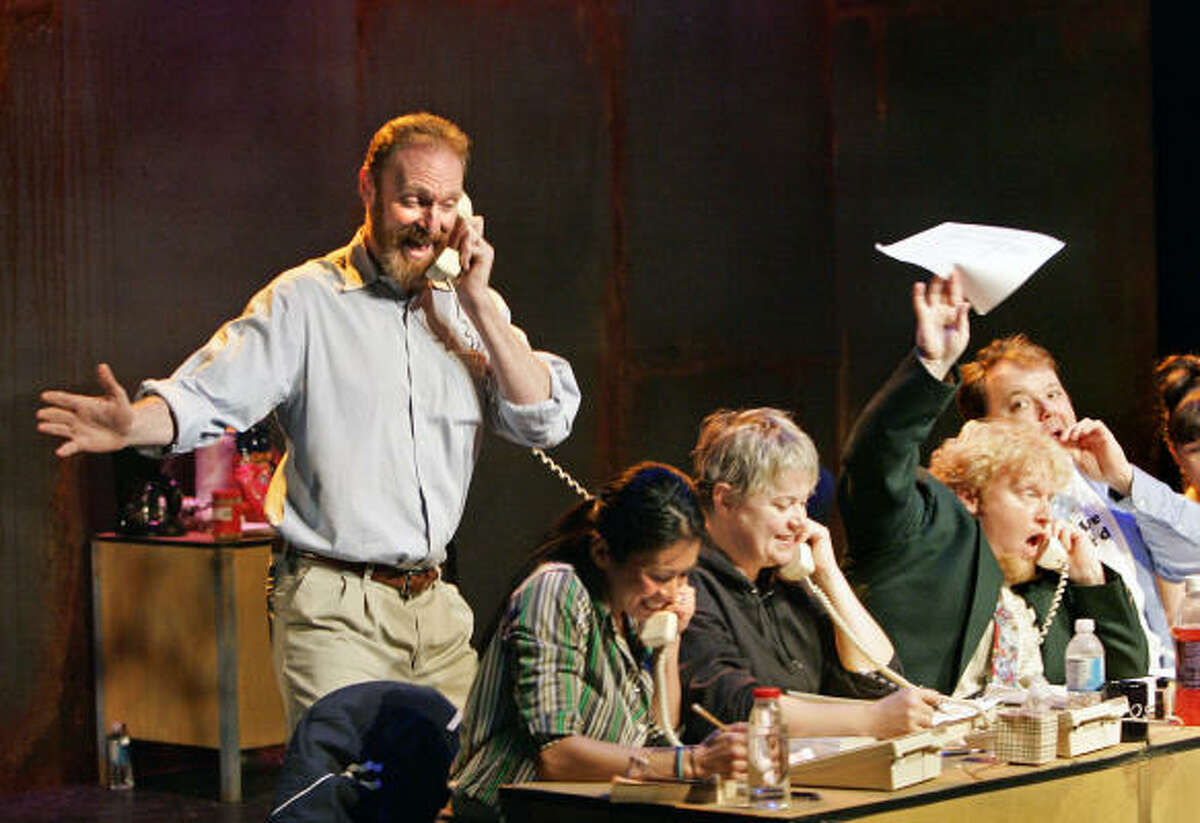 As Ariel, Mark Zipprian (standing) plays a major role in Catastrophic Theatre’s Spirits to Enforce.